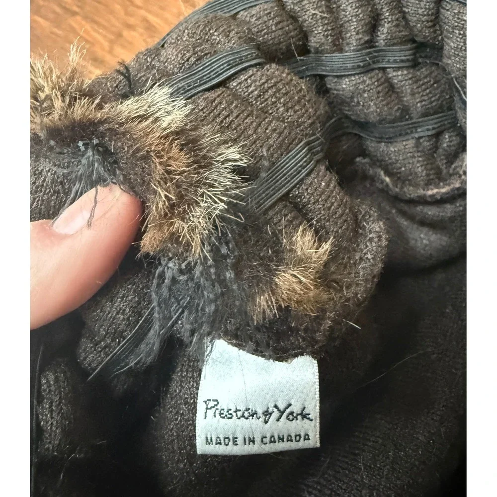 Preston & York Leopard Print Faux Fur Bucket Hat Vintage